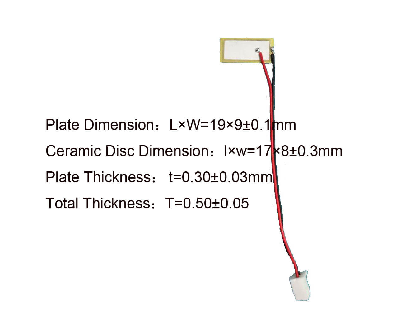 19 x 9 mm externes Piezoelement mit 3,8 kHz und Kabel